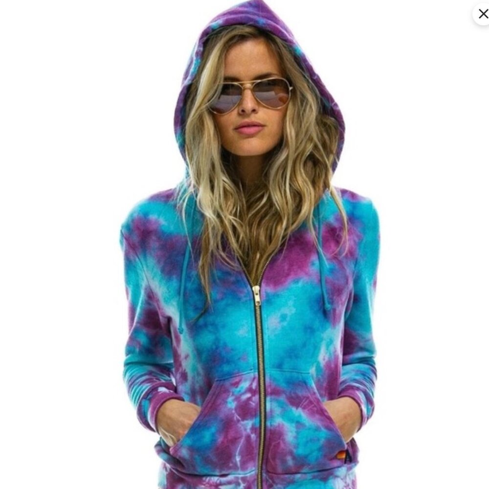 Aviator Nation tie dye zip up hoodie